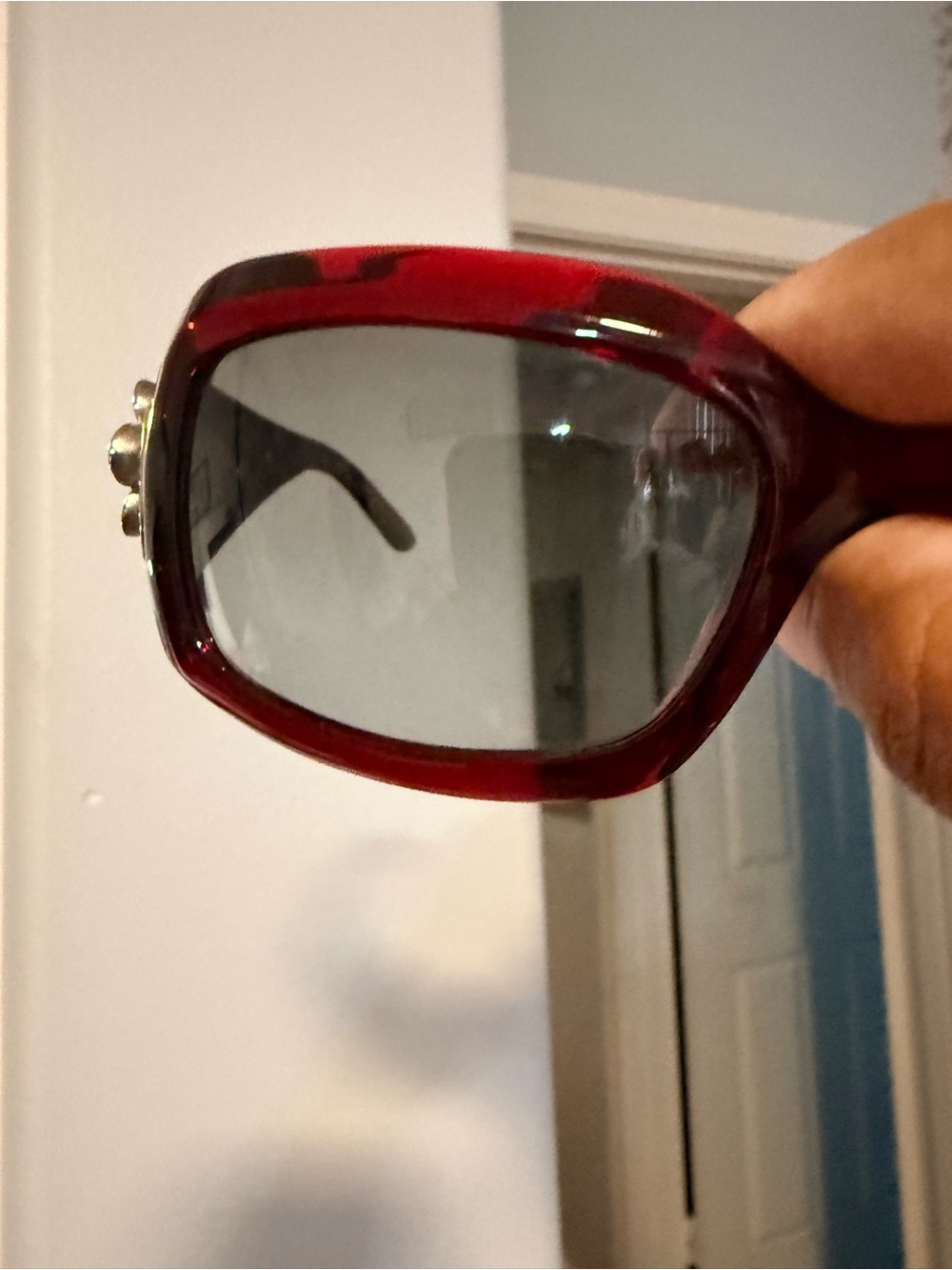 Bvlgari Deep Red Rhinestone Temple Sunglasses - Picture 8 of 8